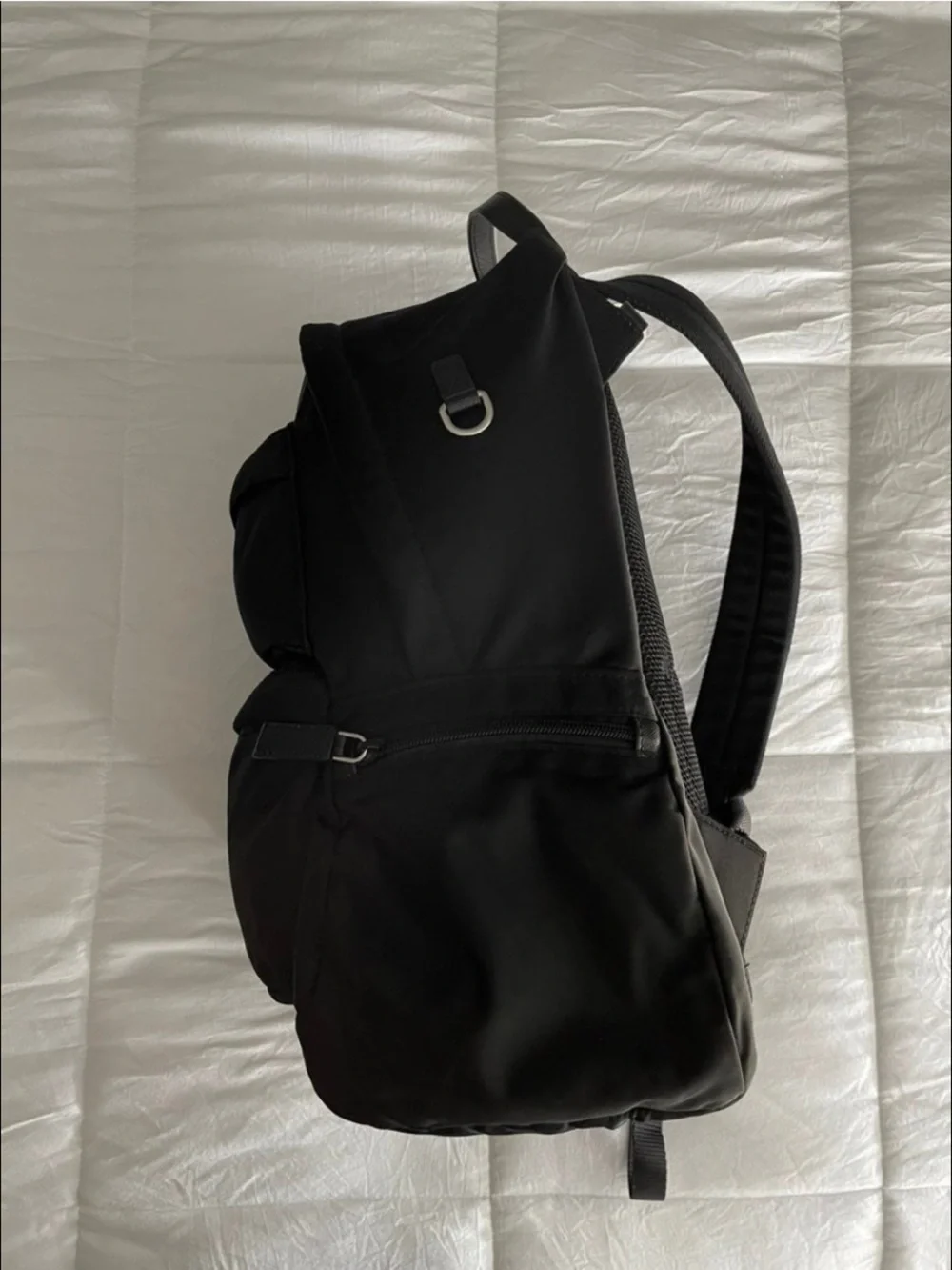 Prada Black Nylon Backpack with Triangular Logo Patch